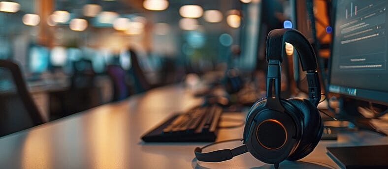 Headset on a Desk in an Office