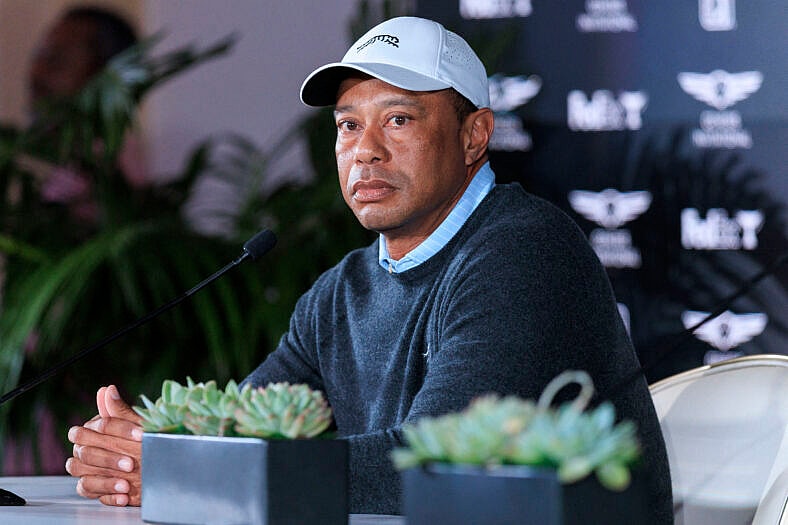 Tiger Woods at a press conference