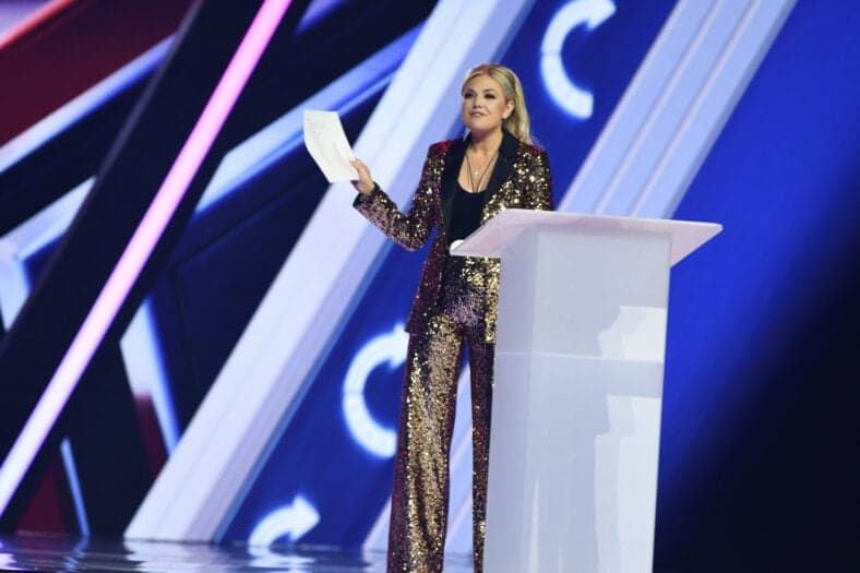 Erika Kirk on stage