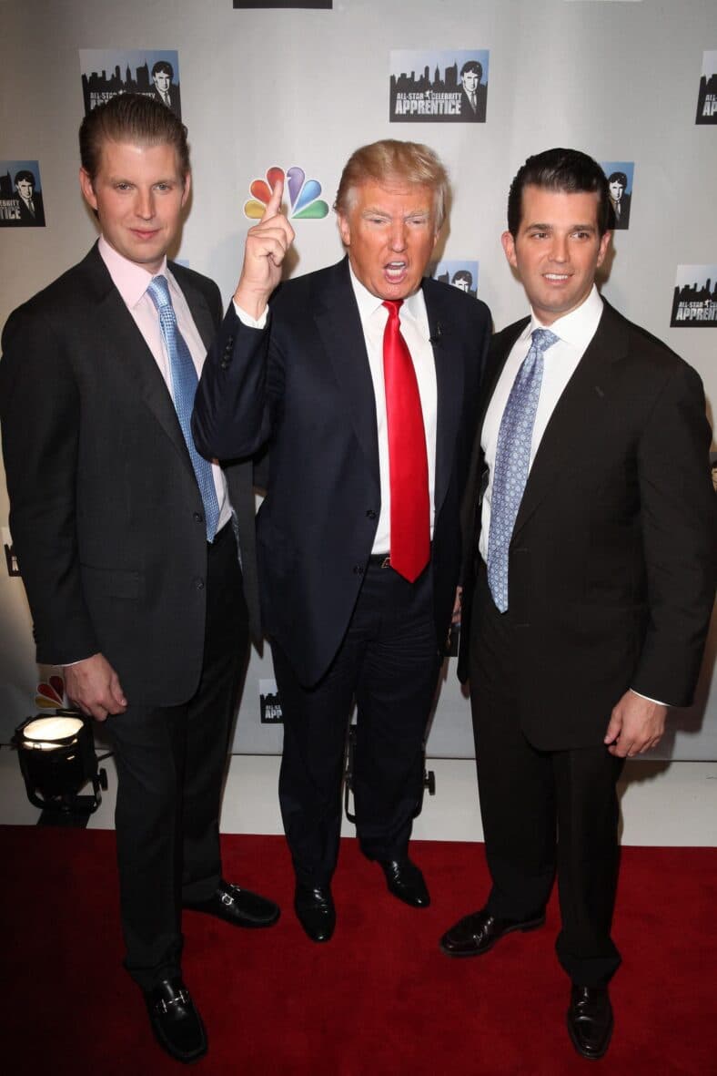 Eric Trump, Donald Trump, and Donald Trump Jr. on the red carpet