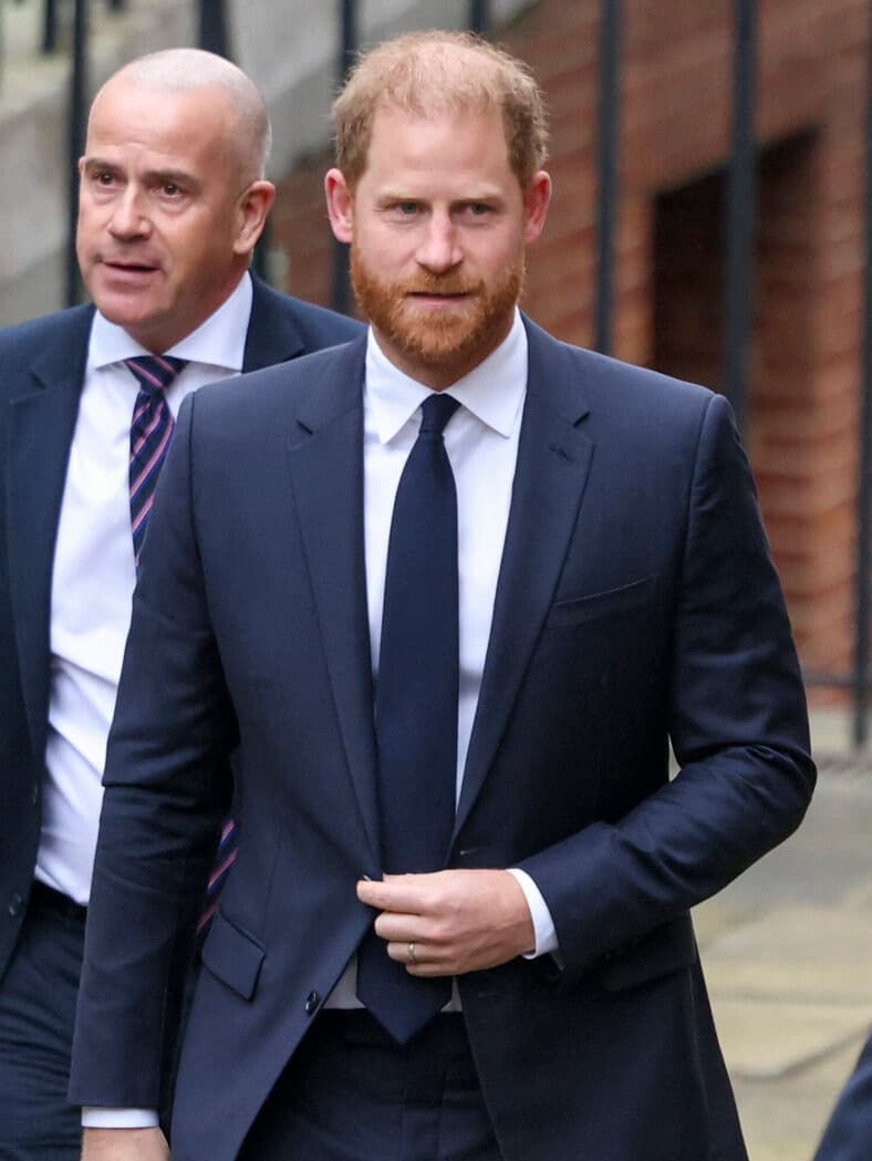 Prince Harry arrives at the High Court in London